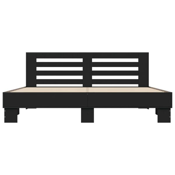 vidaXL Cadru de pat negru 180x200 cm din lemn prelucrat și metal