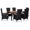 vidaXL Set mobilier de exterior 7 piese negru poliratan lemn de acacia