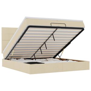 vidaXL Cadru de pat otoman cu saltele crem 200x200cm stofa