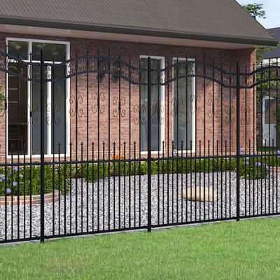 vidaXL Gard grădină cu vârfuri negru 222 cm oțel vopsit electrostatic