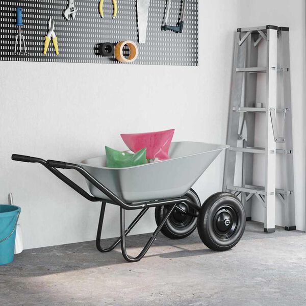 vidaXL &Icirc;nlocuire tavă pentru roabă Argintiu 88 x 60 x 32 cm Oțel