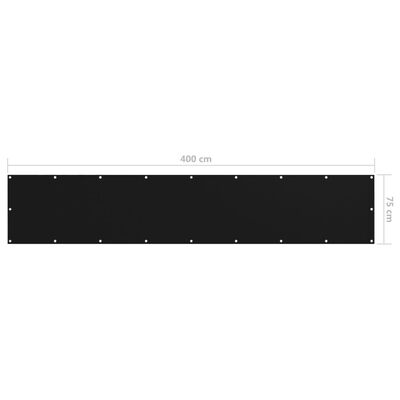 vidaXL Prelată balcon, negru, 75x400 cm, țesătură Oxford