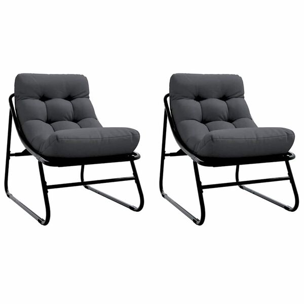 vidaXL Mobilier de grădină cu pernă 2 pcs Negru 60,5 x 81 x 71 cm