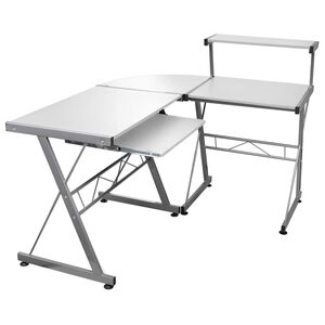 vidaXL Birou de computer colțar, alb, 132x112x99 cm, lemn prelucrat