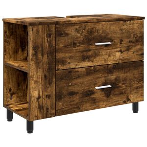 vidaXL Unitate Vanity pentru Baie Stejar fumuriu 80 x 35 x 60 cm