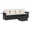 vidaXL Set mobilier de grădină cu perne, 5 piese, negru, poliratan