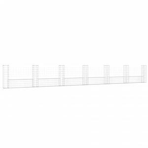 vidaXL Coș de gabion în formă de U cu 7 stâlpi, 740x20x100 cm, fier