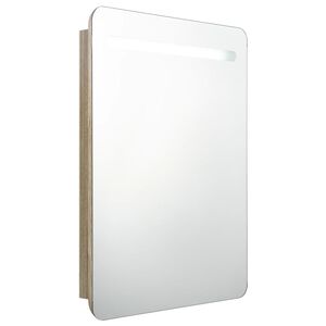 vidaXL Dulap de baie cu oglindă și LED, stejar, 60x11x80 cm