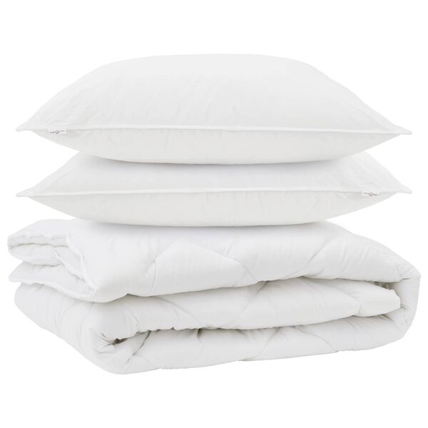 vidaXL Duvet pentru toate sezoanele cu pernă 3 pcs Alb Microfibră