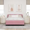 vidaXL Pat cu arcuri cu saltea cu headboard Roz 140 x 200 cm Catifea