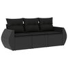 vidaXL Set mobilier de grădină cu perne, 3 piese, negru, poliratan