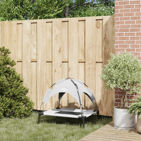 vidaXL Pat pentru c&acirc;ini Manual Gri argintie 76 x 62 x 70,5 cm Oțel