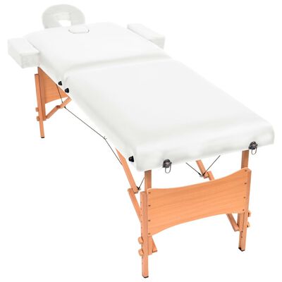 vidaXL Masă de masaj pliabilă cu 2 zone, 10 cm grosime, alb