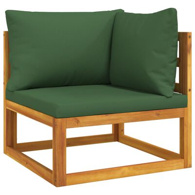 vidaXL Set mobilier de grădină cu perne verzi, 9 piese, lemn masiv