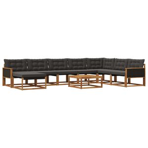 vidaXL Set de canapele de exterior cu pernă 9 pcs Natural și Negru