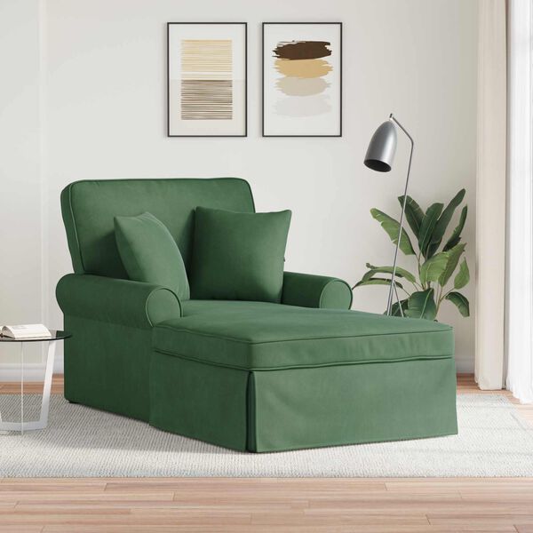 vidaXL Chaise Lounge cu fustă cu pernă Verde Junglă 91 x 157 x 91 cm