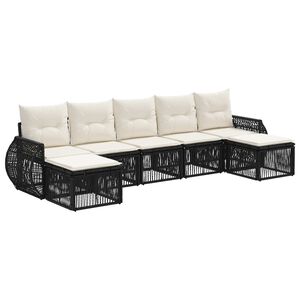 vidaXL Set de canapele pentru grădină 7 buc. Negru și Alb crem