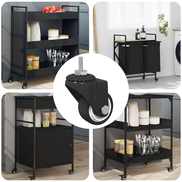 vidaXL Roată pivotantă 12 pcs Negru 40,4 x 40,4 x 19,7 mm