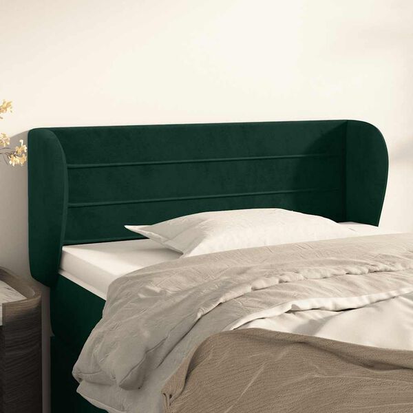 vidaXL Tăblie de pat cu aripioare verde &icirc;nchis 83x23x78/88 cm catifea