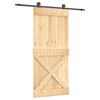vidaXL Ușă glisantă Natural și Negru 95 x 210 cm Lemn de Pin Solid