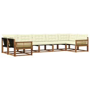 vidaXL Set de canapele de exterior cu pernă 7 pcs Natural și Crem