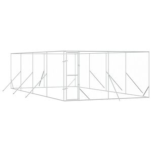 vidaXL Padoc de exterior pentru c&acirc;ini argintiu 4x8x2 m oțel galvanizat