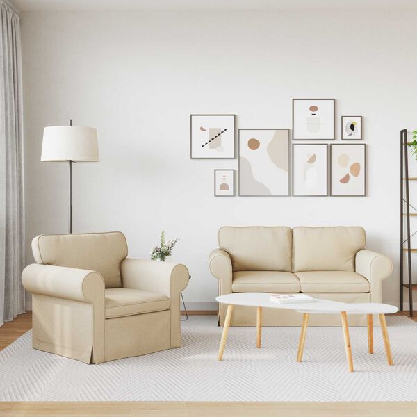 vidaXL Canapea 2 pcs Crem