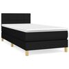 vidaXL Pat box spring cu saltea, negru, 90x190 cm, textil