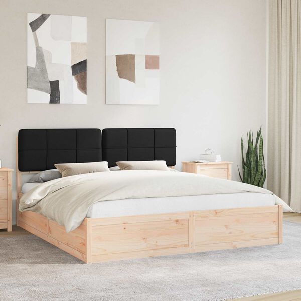 vidaXL Cadru de pat cu tăblie tapițată cu headboard Negru 180 x 200 cm