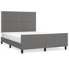 vidaXL Cadru de pat cu tăblie, gri, 140x190 cm, piele ecologică