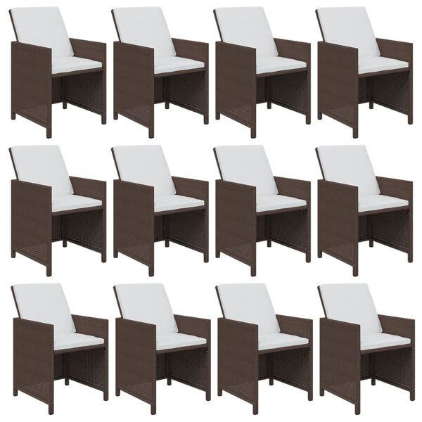 vidaXL Set mobilier de grădină cu perne, 13 piese, maro, poliratan