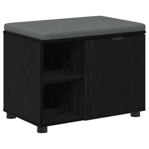 vidaXL Bancă pentru hol cu pernă Simplu Stejar Negru 60 x 38 x 46 cm