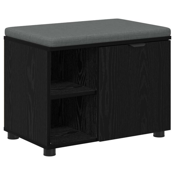 vidaXL Bancă pentru hol cu pernă Simplu Stejar Negru 60 x 38 x 46 cm