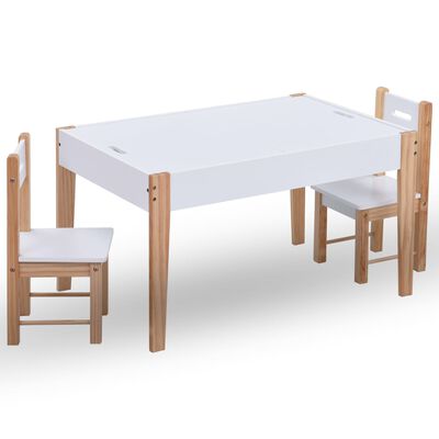 vidaXL Set masă cu scaune pentru copii cu tablă, 3 piese, negru și alb