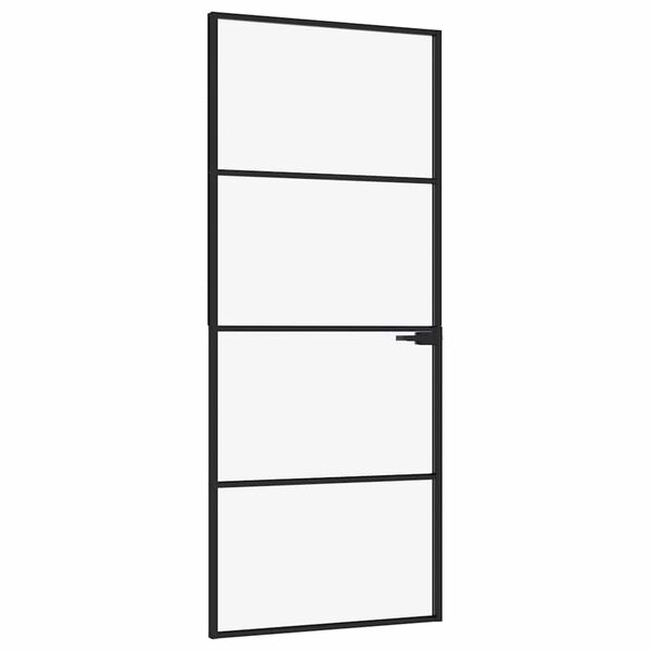 vidaXL Ușă de interior negru 83x201,5 cm sticlă securiz./aluminiu slim