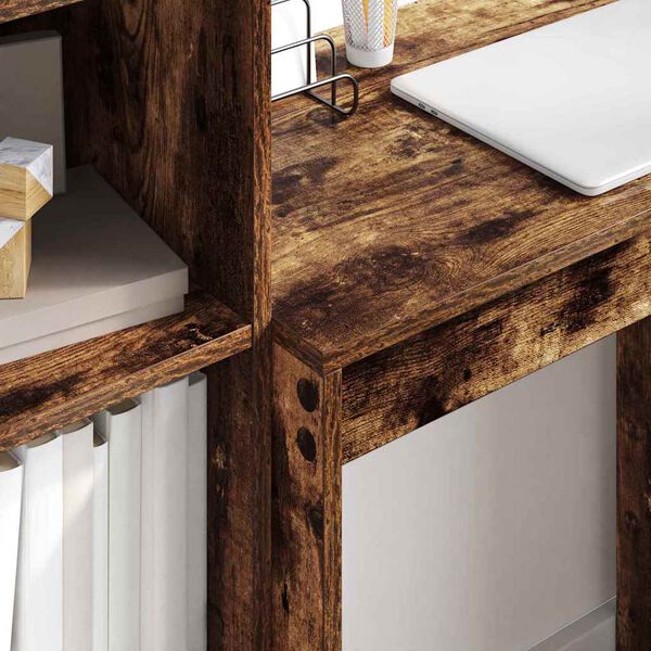 vidaXL Birou cu sertar 2 pcs Stejar fumuriu