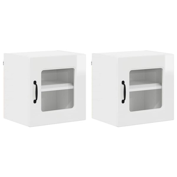 vidaXL Dulap de bucătărie Kalmar 2 pcs Alb lucios 40 x 31 x 40 cm