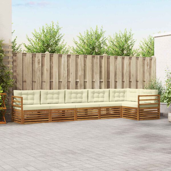 vidaXL Set de canapele de exterior cu pernă 6 pcs Natural și Crem