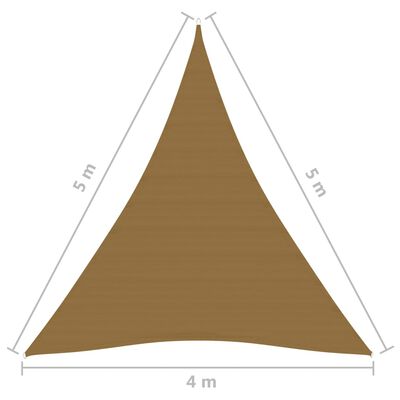 vidaXL Pânză parasolar, taupe, 4x5x5 m, HDPE, 160 g/m²
