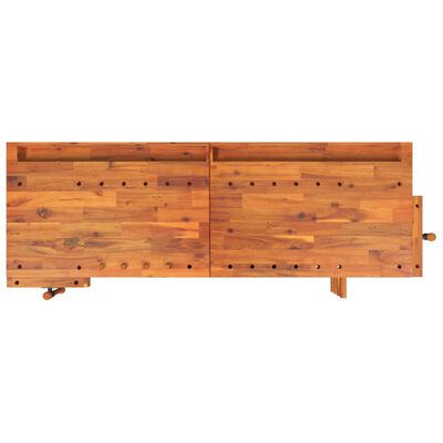vidaXL Banc de lucru cu sertare și menghine, 192x62x83 cm, lemn acacia