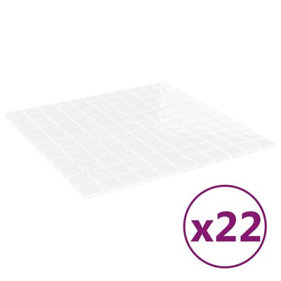 vidaXL Plăci mozaic, 22 buc., alb, 30x30 cm, sticlă
