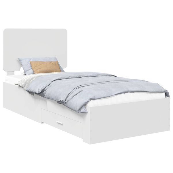 vidaXL Cadru de pat cu headboard Alb 90 x 190 cm Lemn compozit