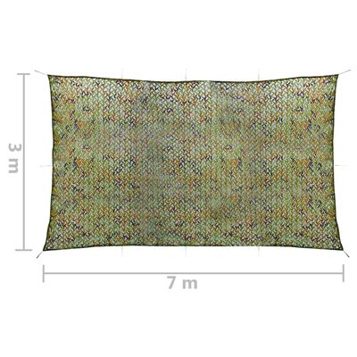 vidaXL Plasă de camuflaj cu geantă de depozitare, verde, 3x7 m