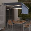 vidaXL Copertină automată cu stor&senzor v&acirc;nt&LED, albastru&alb, 4x3 m