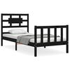 vidaXL Cadru de pat cu tăblie Small Single, negru, lemn masiv