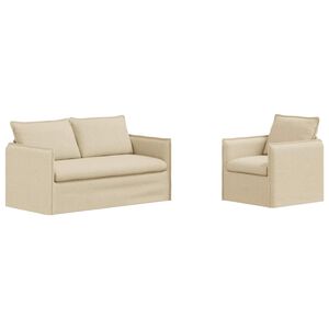 vidaXL Set de canapea 2 buc. Crem Țesătură