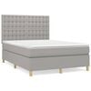 vidaXL Pat box spring cu saltea, gri deschis, 140x190 cm, textil