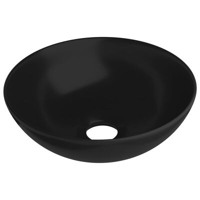 vidaXL Chiuvetă pentru baie, negru mat, ceramică, rotund