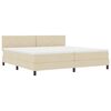 vidaXL Pat cu arcuri cu saltea cu headboard Crem 200 x 200 cm țesătură