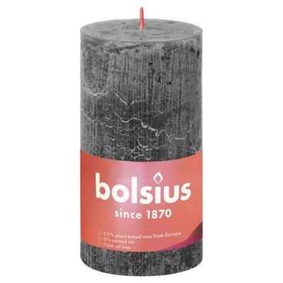 Bolsius Lumânări bloc rustice Shine, 4 buc., gri întunecat, 130x68 mm